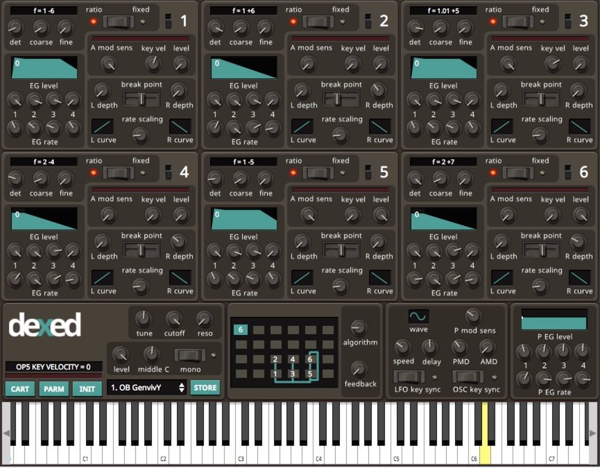 Dexed by Digital Suburban: plugin interface screenshot