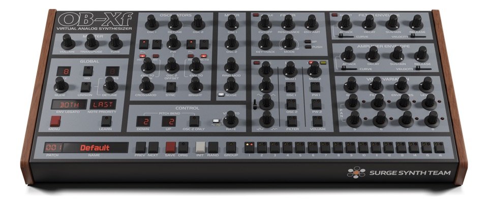 OB-Xf by Surge Synth Team: plugin interface screenshot