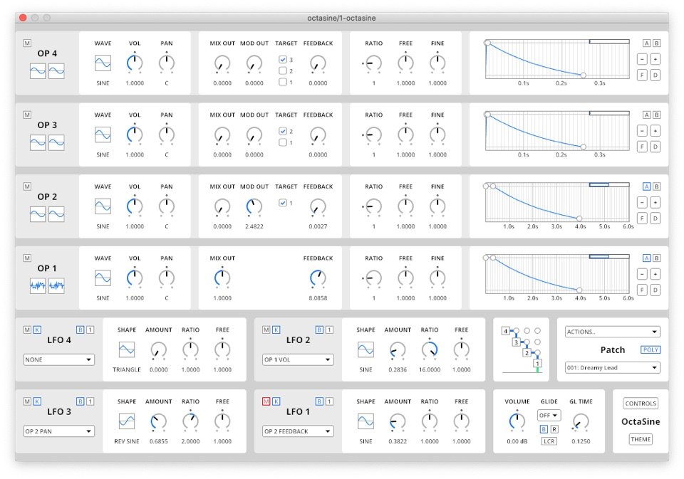 OctaSine by Joakim Frostegård: plugin interface screenshot