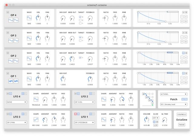 OctaSine by Joakim Frostegård: plugin interface screenshot