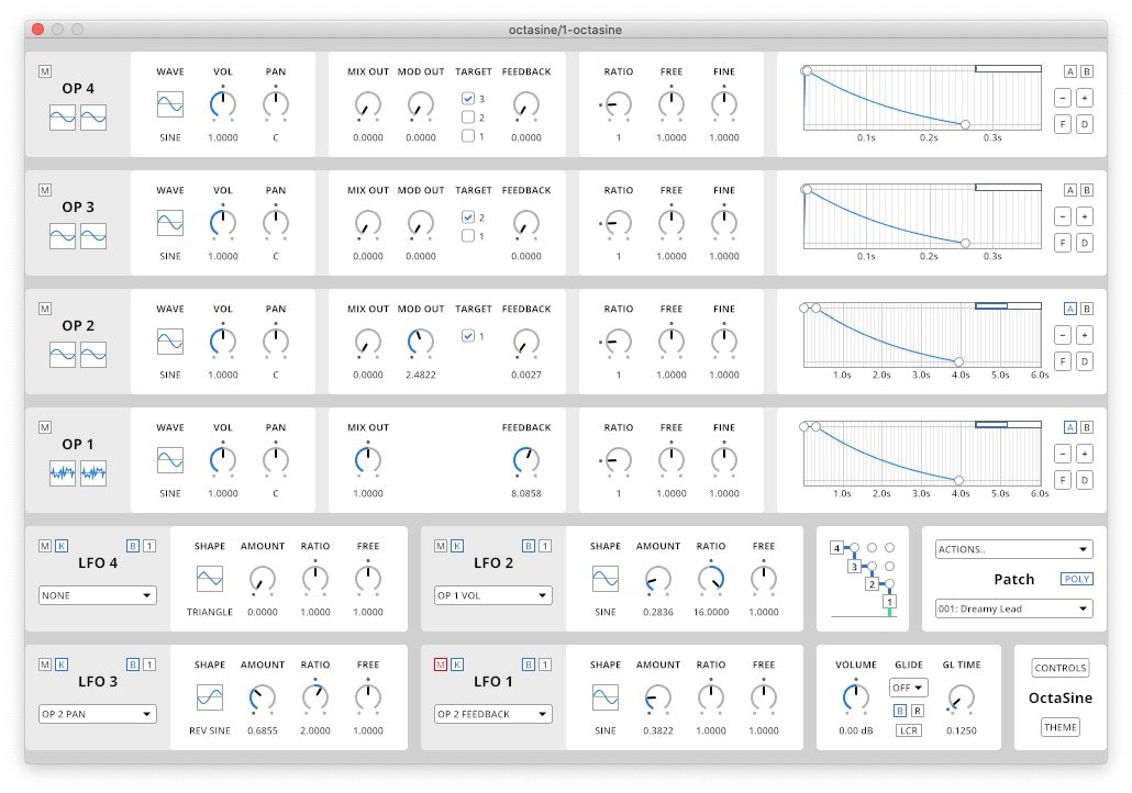 OctaSine by Joakim Frostegård: plugin interface screenshot