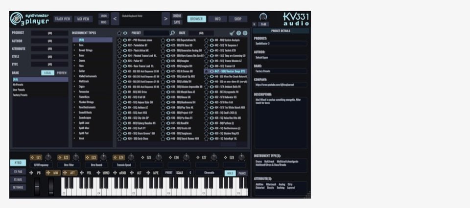 SynthMaster 3 Player Free by KV331 Audio: plugin interface screenshot