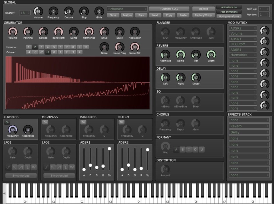 Tunefish 4 by Brain Control: plugin interface screenshot