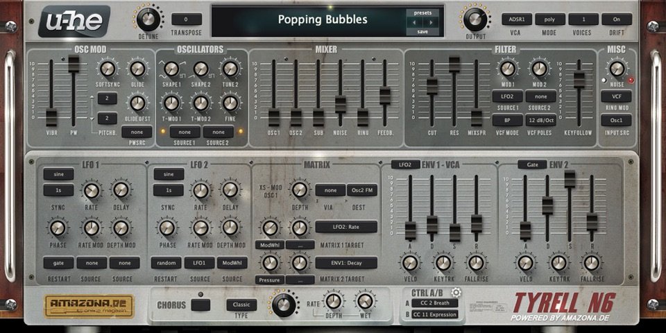 TyrellN6 by u-he: plugin interface screenshot