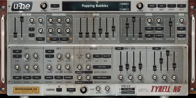 TyrellN6 by u-he: plugin interface screenshot