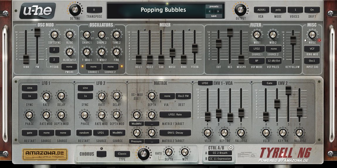 TyrellN6 by u-he: plugin interface screenshot