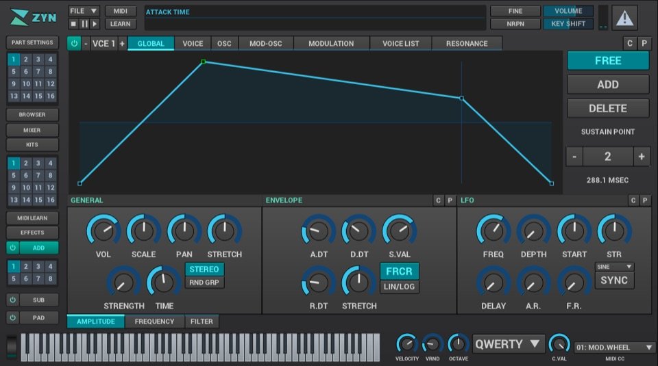 ZynAddSubFX by ZynAddSubFX team: plugin interface screenshot